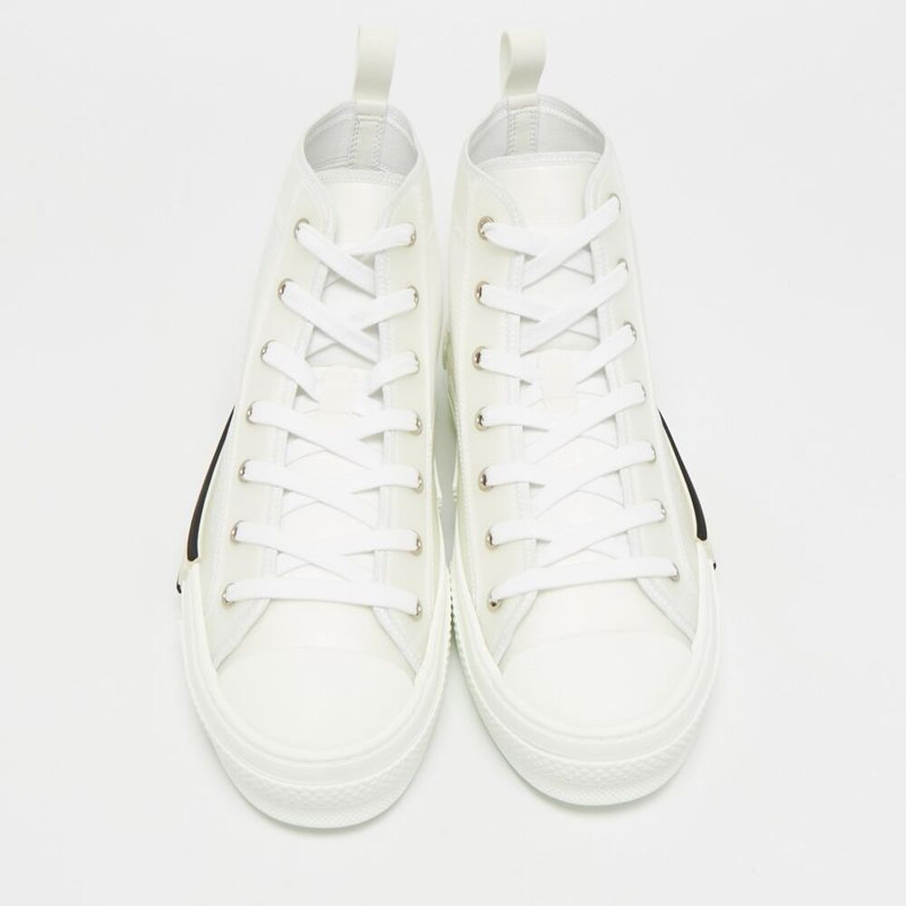 Dior B23 Size 42 White Canvas And Pvc High Top Sneakers - Picture 3 of 7